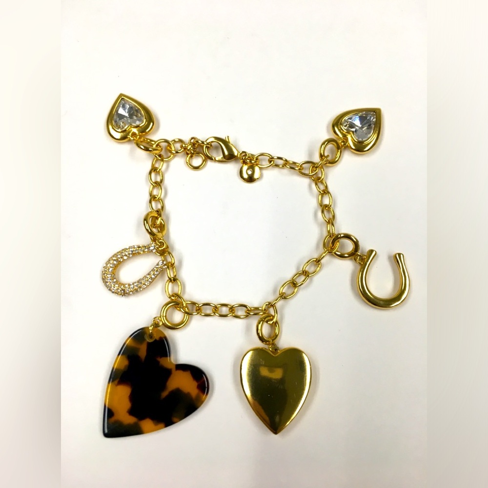 J Crew Bracelet Heart Locket Gold Tone Tortoise